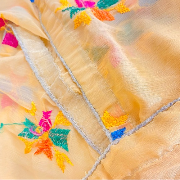 Phulkari - Hand-Embroidered Dupatta - Chiffon & Golden Lace - Picture 5 of 5